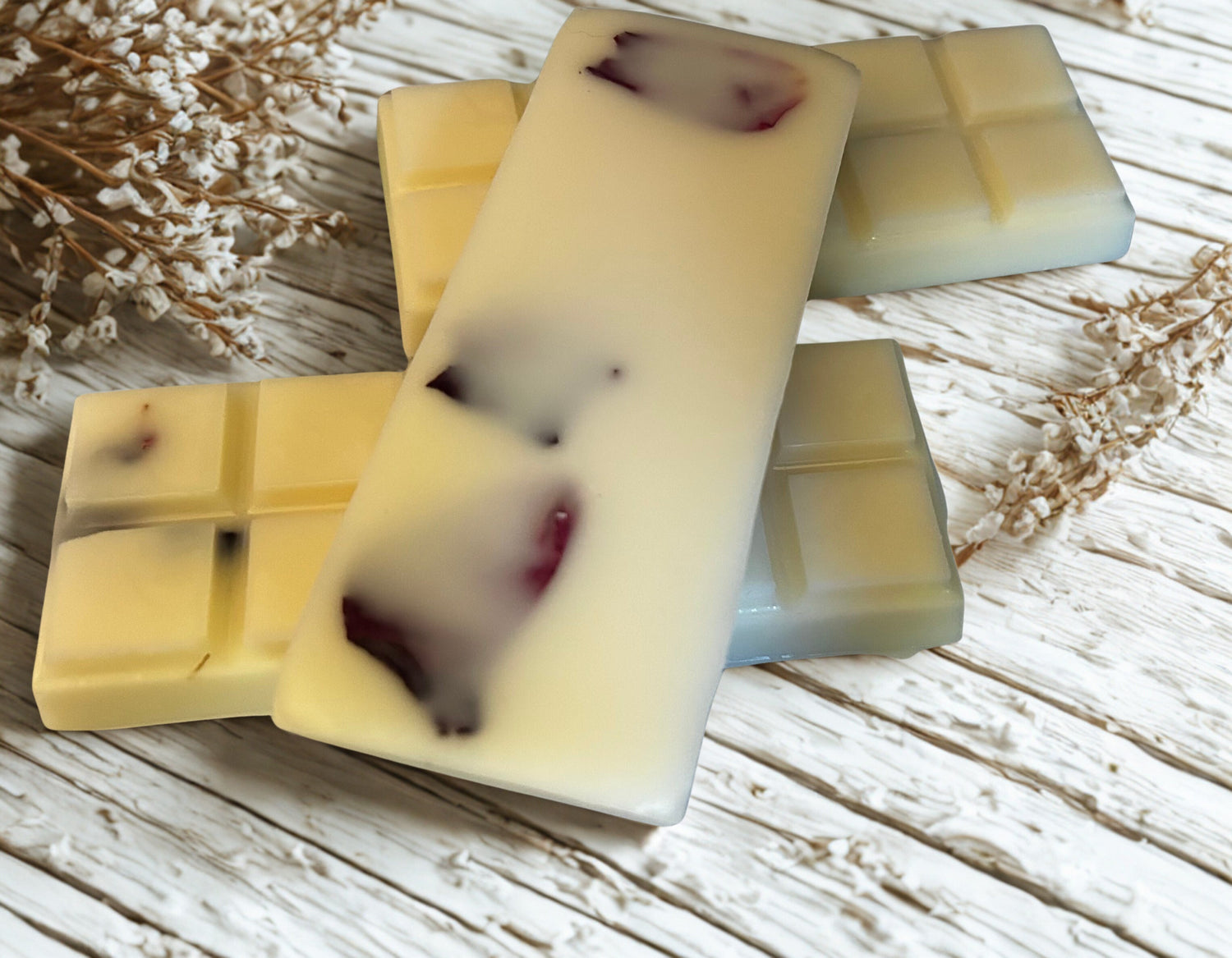 First Dance scented tallow and beeswax wax melts with rose petals
